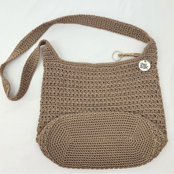 The Sak Taupe Tan Soft Crochet Knit Single Strap Crossbody Shoulder Bag - Picture 5 of 15